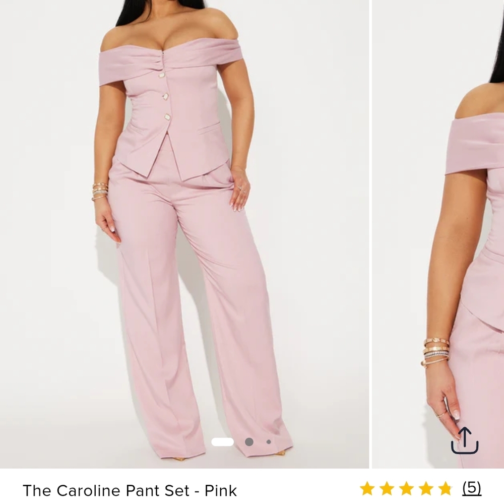 Fashion Nova Blush Off-Shoulder Pant Set
